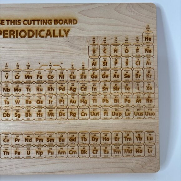 Wood Cutting Board Engraved Periodic Table STEM Teacher Scientist Chemist - Picture 6 of 7